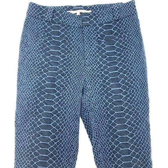 Racheal Roy Women's Blue Snake Print Capri Textured Pants 2 NEW - Picture 3 of 4